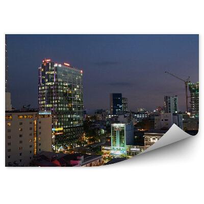 Okleina na ścianę wieżowce budynki noc Tokio Japonia