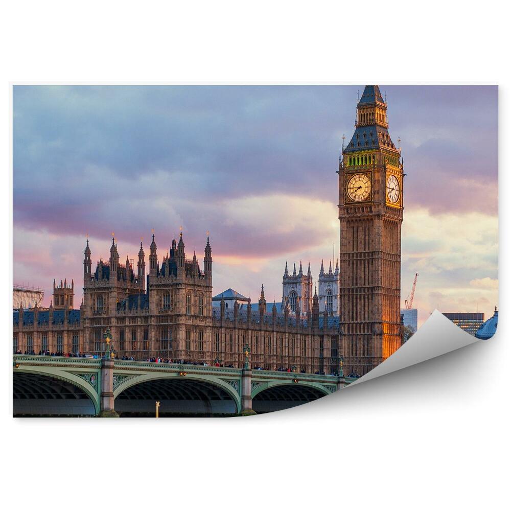 Fototapeta Westminster Pałac Big Ben tamiza most niebo chmury Londyn