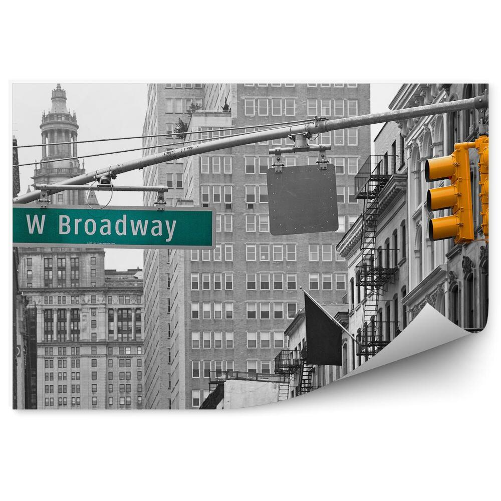 Fototapeta wieżowce schody światła znak napis Broadway Nowy Jork