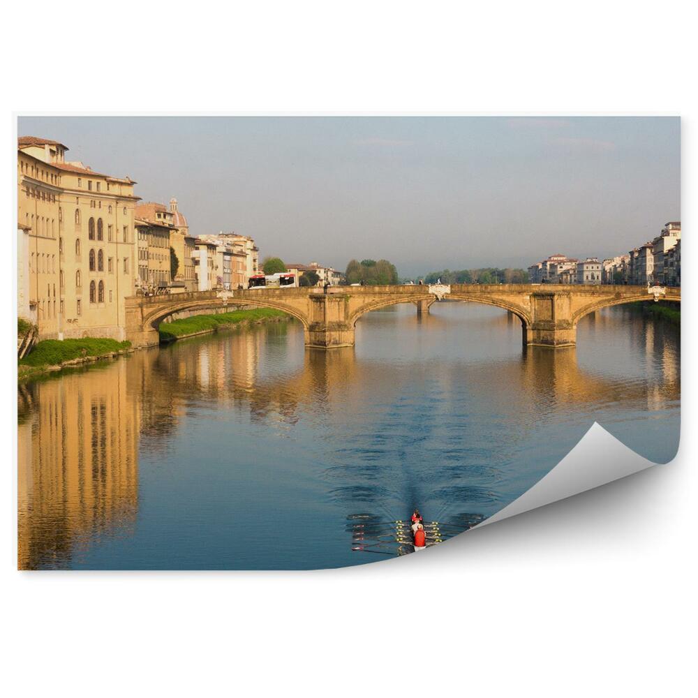 Okleina ścienna Florencja widok z rzeki kajakarze