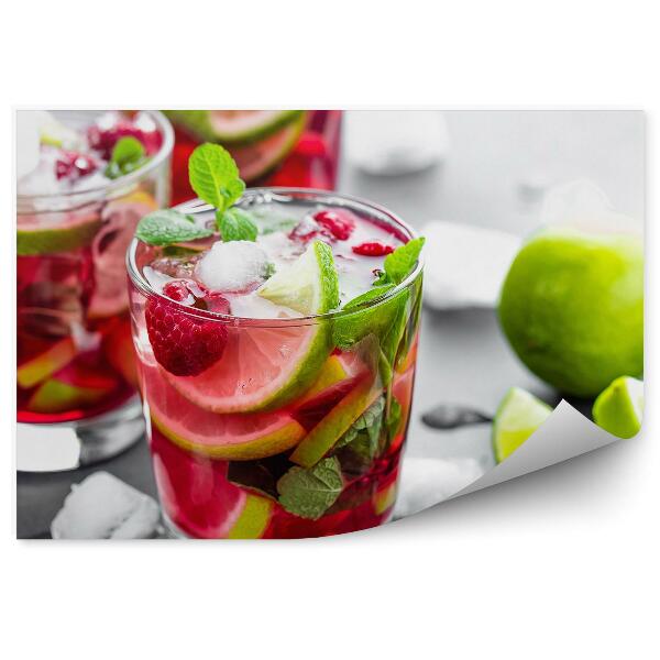 Okleina na ścianę Mojito maliny limonka lód mięta drink napój