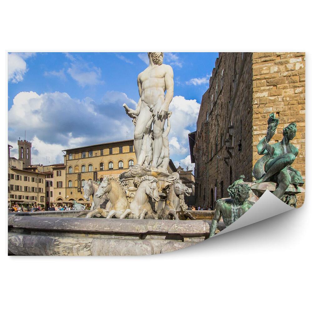 Fototapeta na ścianę Fontanna Neptuna budynki niebo chmury Florencja Włochy