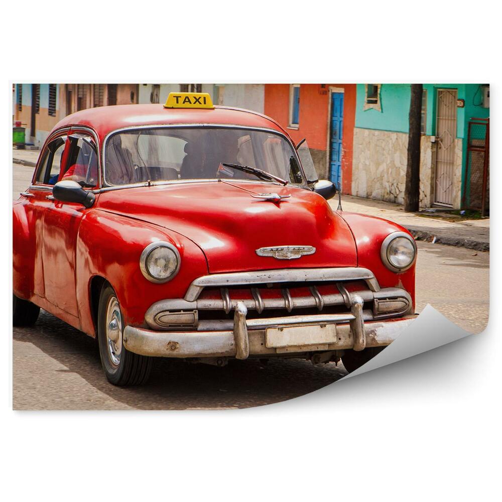 Fototapeta na ścianę Czerwona stara kubańska taksówka