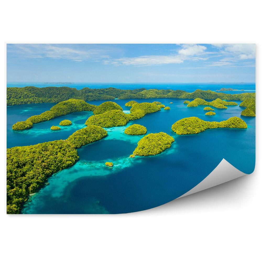 Fototapeta Zielone wyspy rośliny błękitna woda niebo