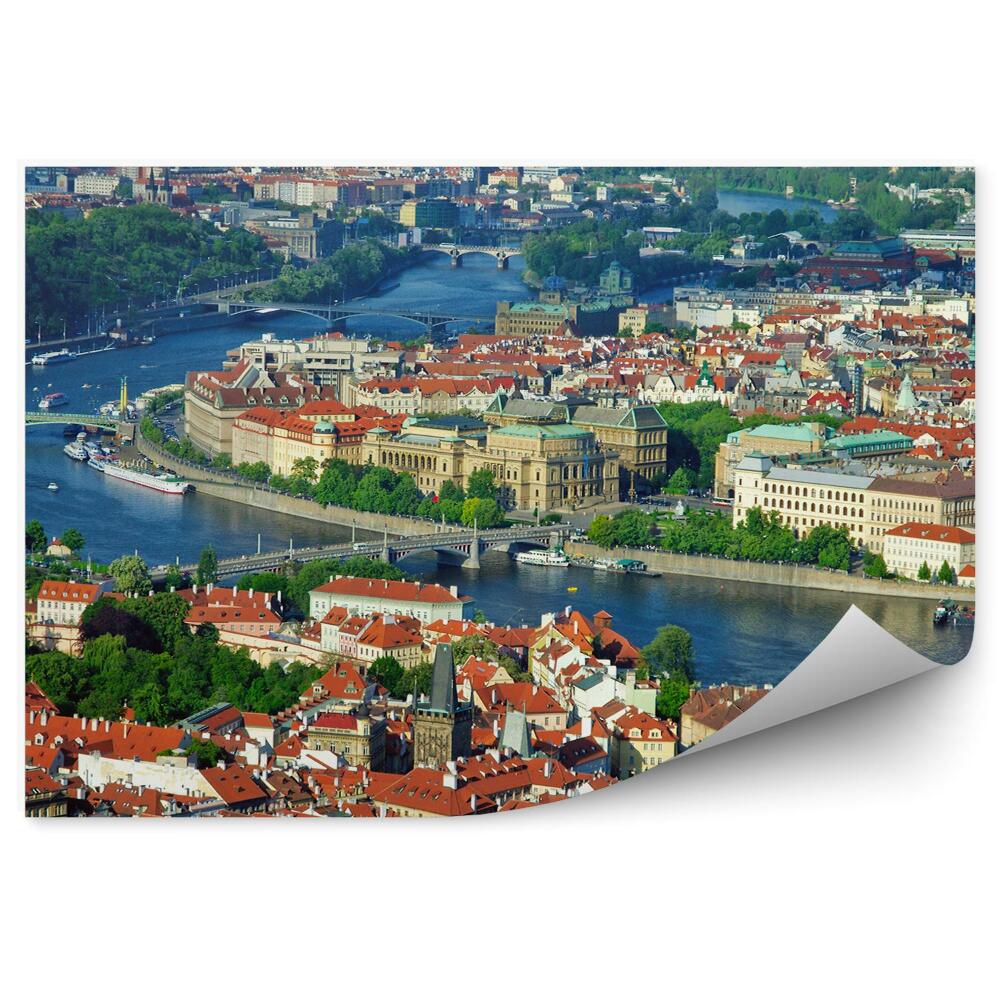 Okleina na ścianę panorama miasta Wełtawy Praga widok z lotu ptaka