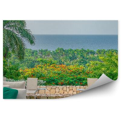 Okleina na ścianę Taras drzewa palmy zieleń