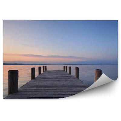Okleina ścienna Pomost jacht jezioro chmury zachód słońca