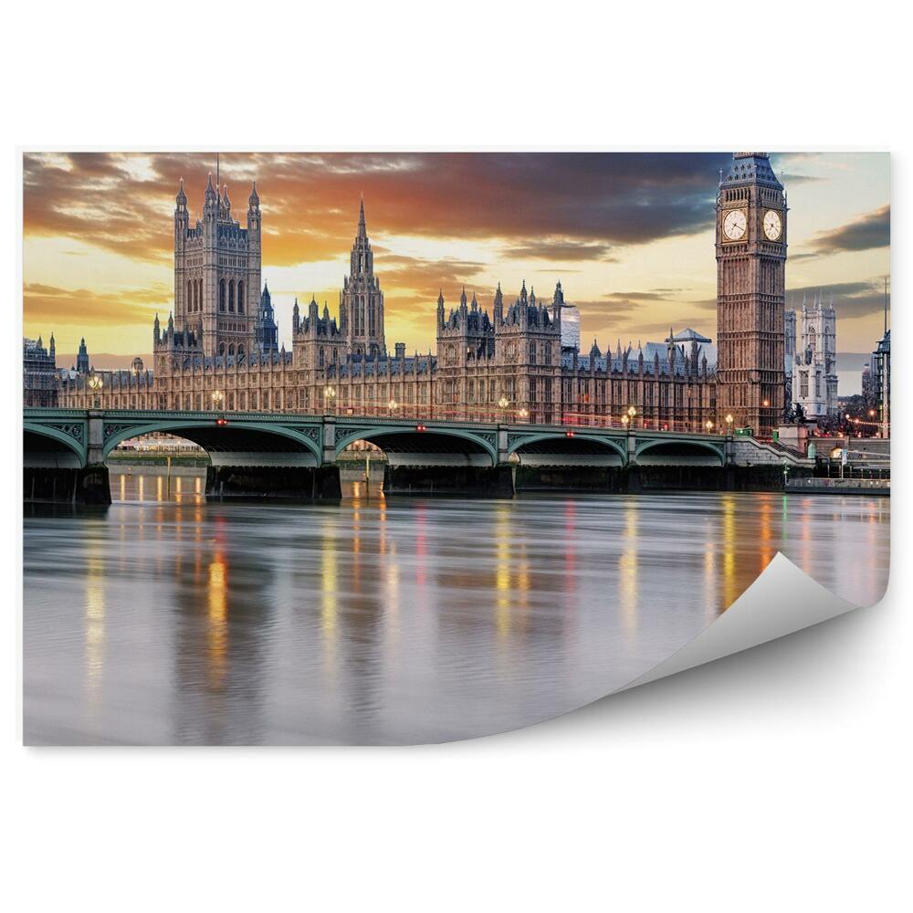 Fototapeta Westminster Pałac Big Ben most tamiza niebo chmury Londyn