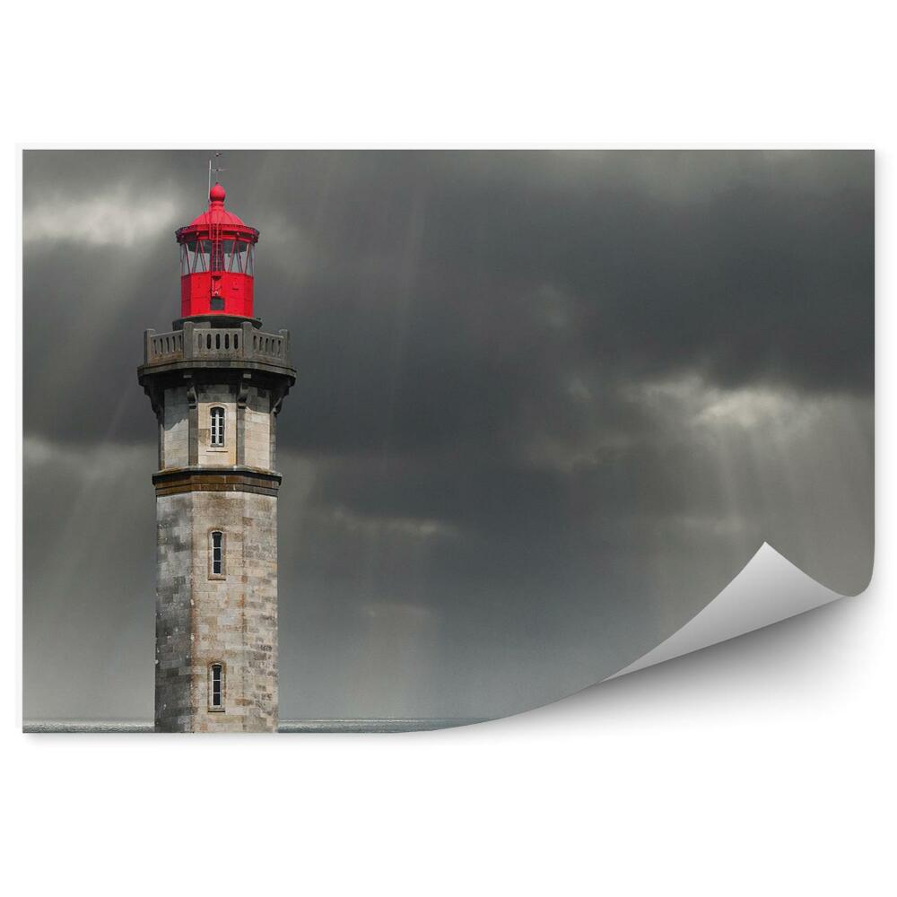 Okleina na ścianę Czarno-białe zdjęcie latarni burzowe chmury