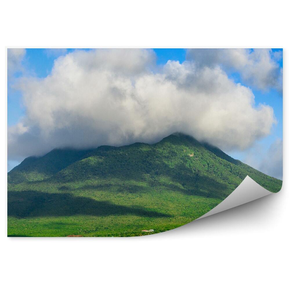 Okleina na ścianę Nevis wulkan w saint kitts nevis domy jeziora statek para
