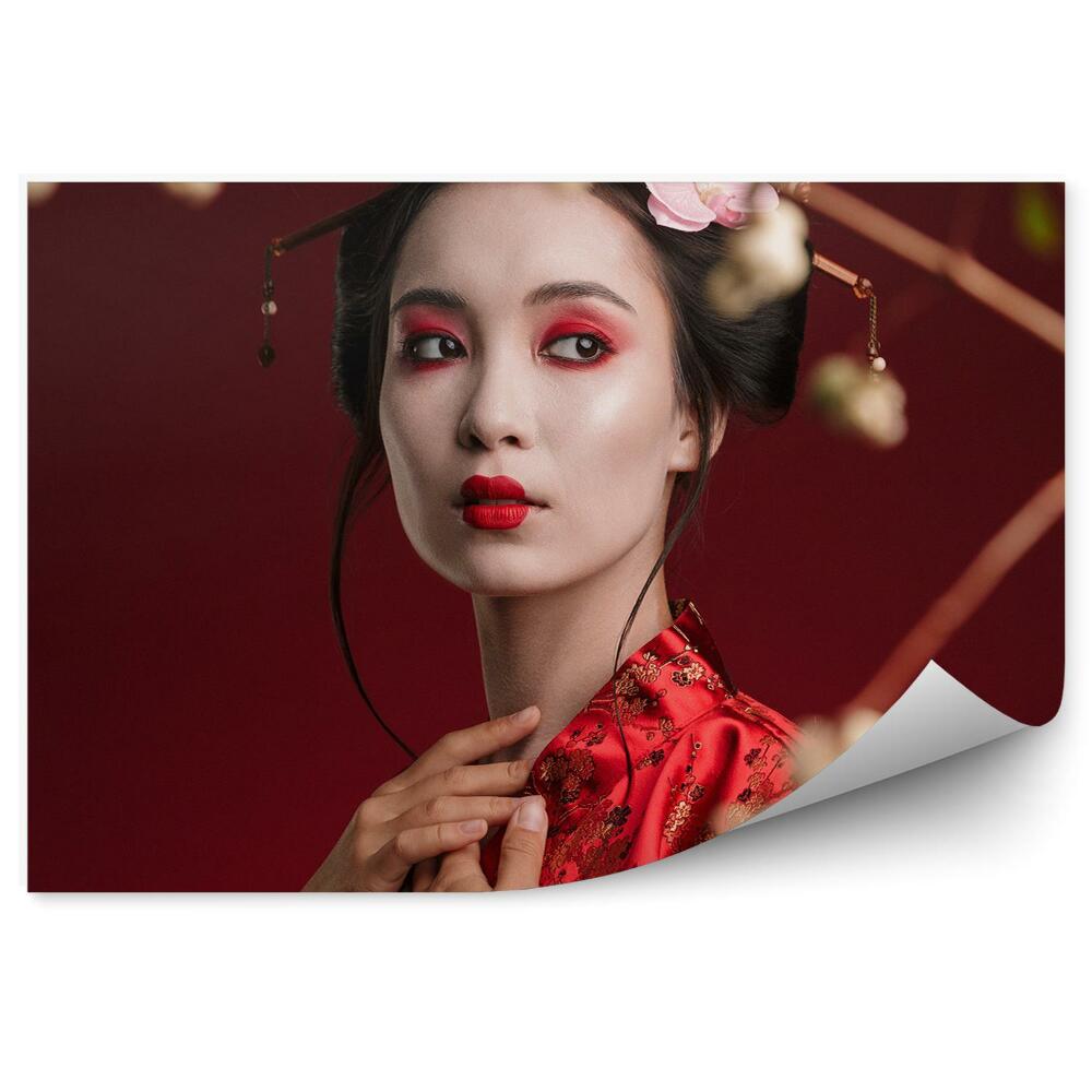 Fotopeta Portret kobieta gejsza makijaż kimono