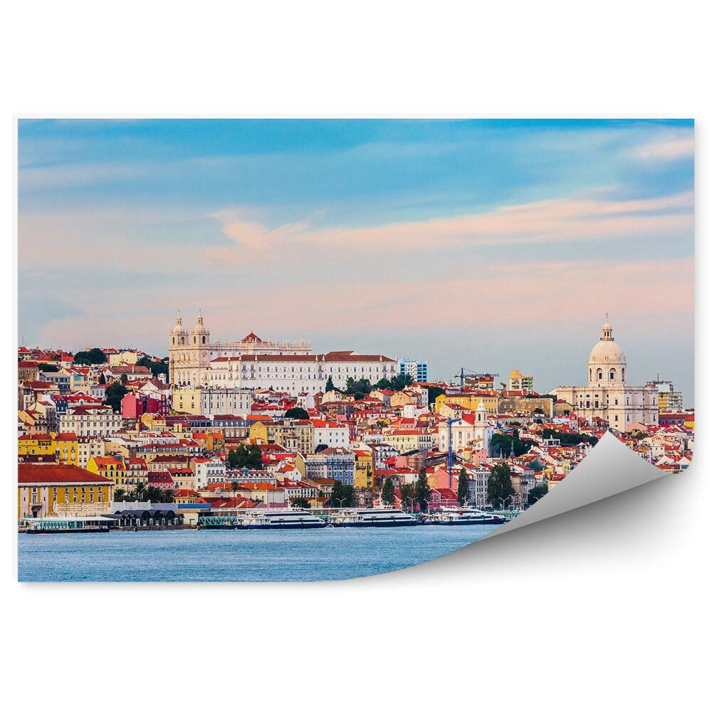 Fototapeta na ścianę widok z lotu ptaka Lizbona budynki ocean chmury