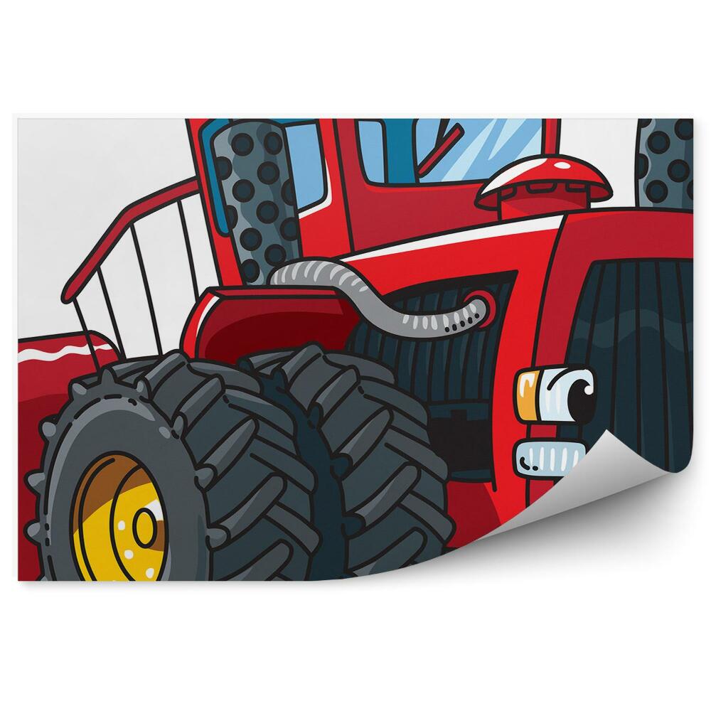 Okleina ścienna Uśmiechnięty czerwony traktor duże koła