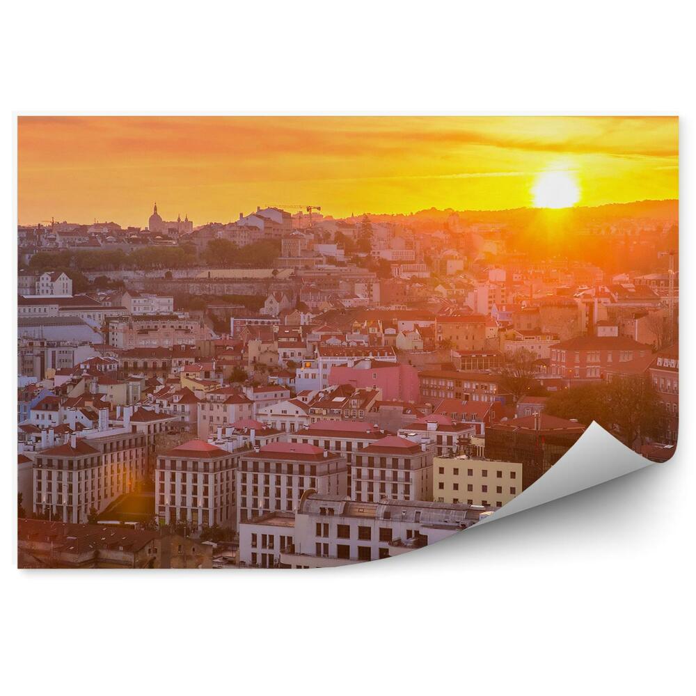 Fototapeta na ścianę zachód słońca widok z lotu ptaka Lizbona budynki