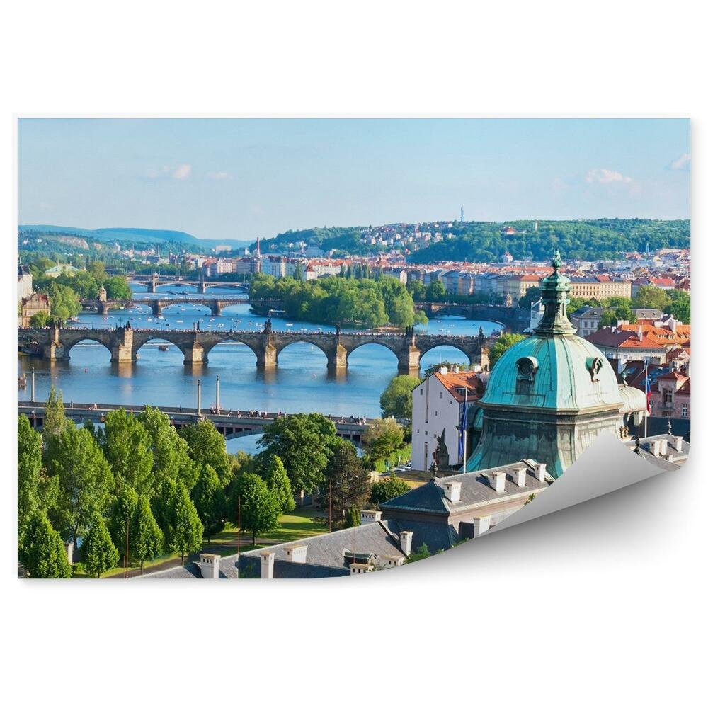 Fototapeta samoprzylepna Praga mosty lato zieleń roślinność