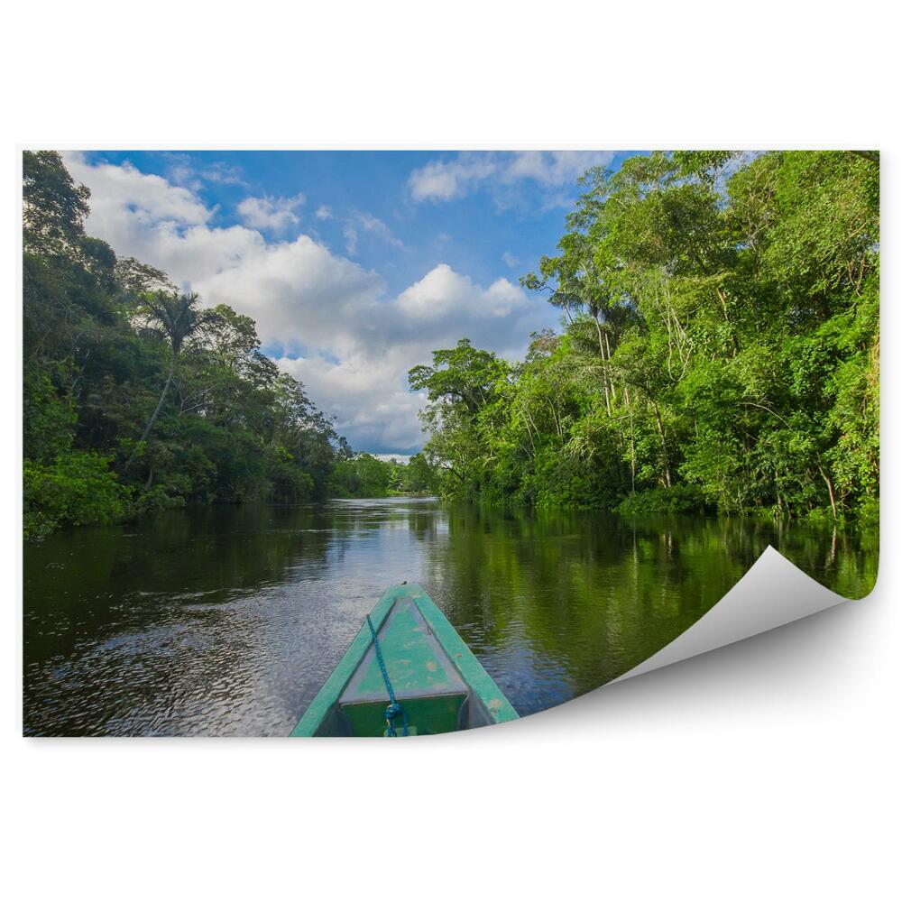 Okleina ścienna Las tropikalny rzeka łódka niebo chmury