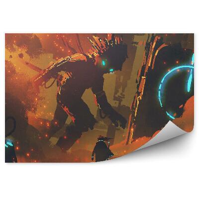 Okleina na ścianę Człowiek olbrzymi robot przewody