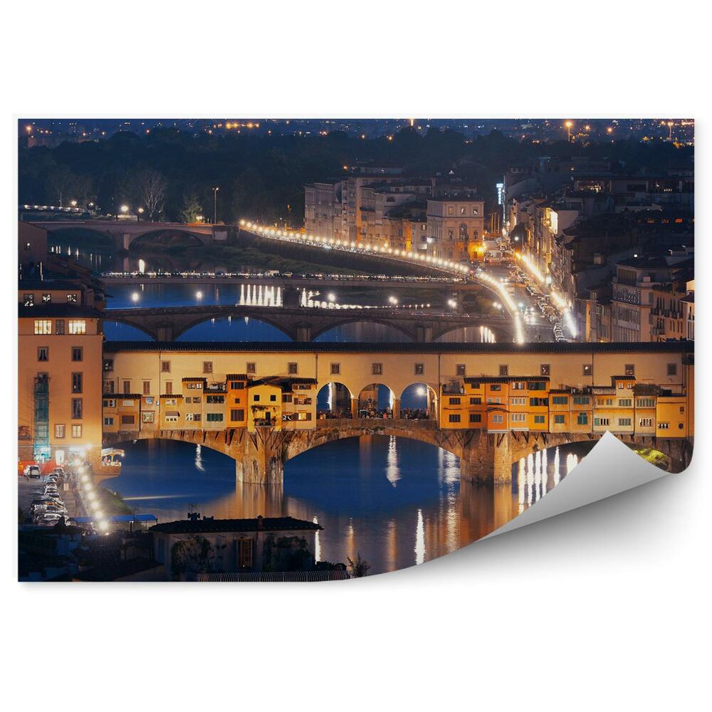 Fototapeta most złotników rzeka budynki niebo Florencja zachód słońca