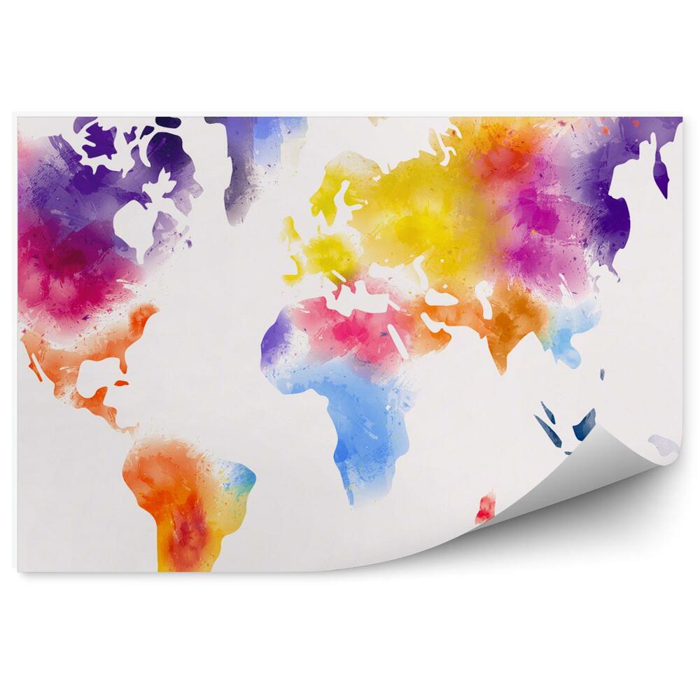 Okleina ścienna Kolorowa mapa świata farba