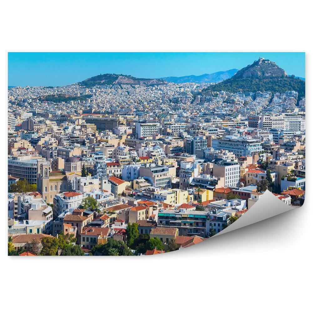Okleina na ścianę panorama miasta Ateny Grecja widok z lotu ptaka