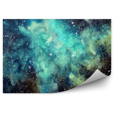 Fototapeta Niebiesko zielone mgławice gwiazdy niebo obraz
