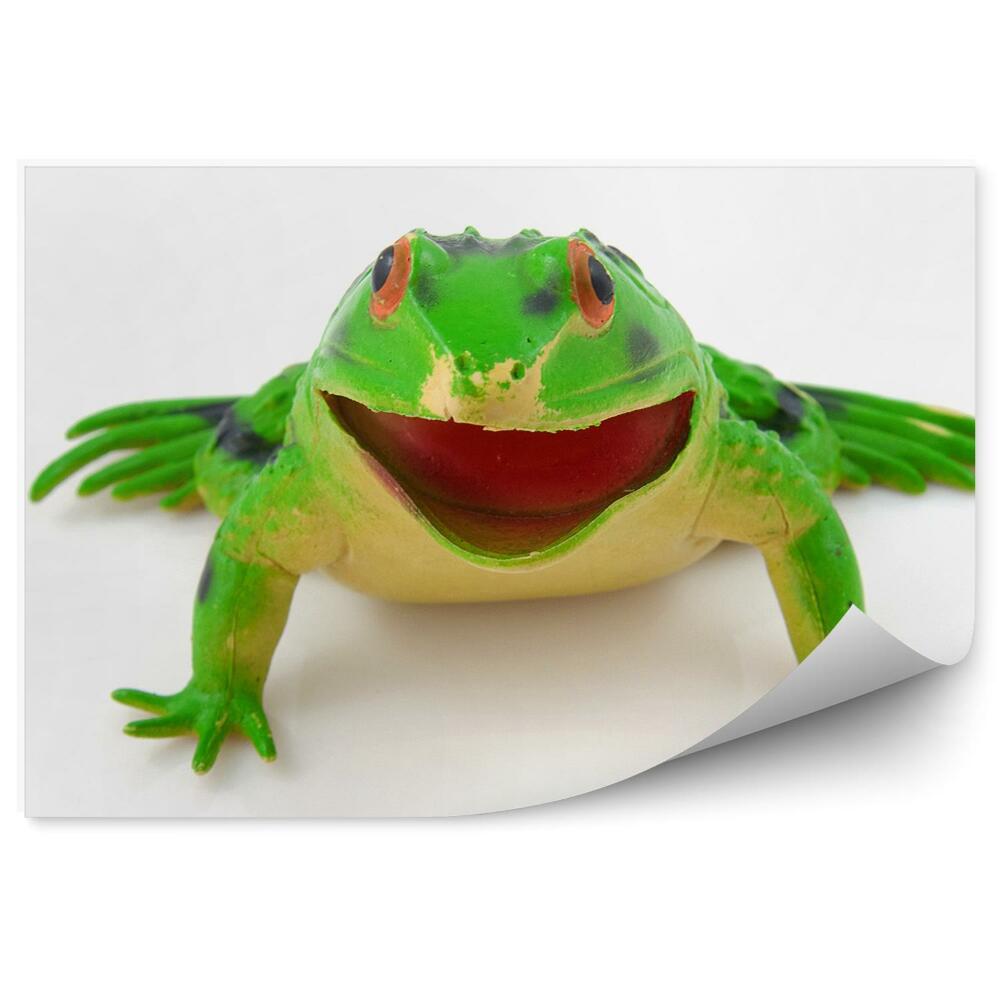 Okleina ścienna Zielona plastikowa żabka dekoracja białe tło