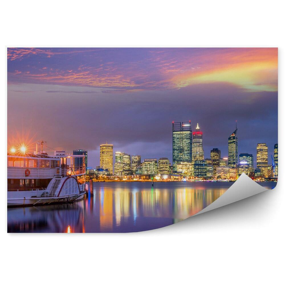 Okleina na ścianę Australia panorama miasta o zmierzchu światła statek