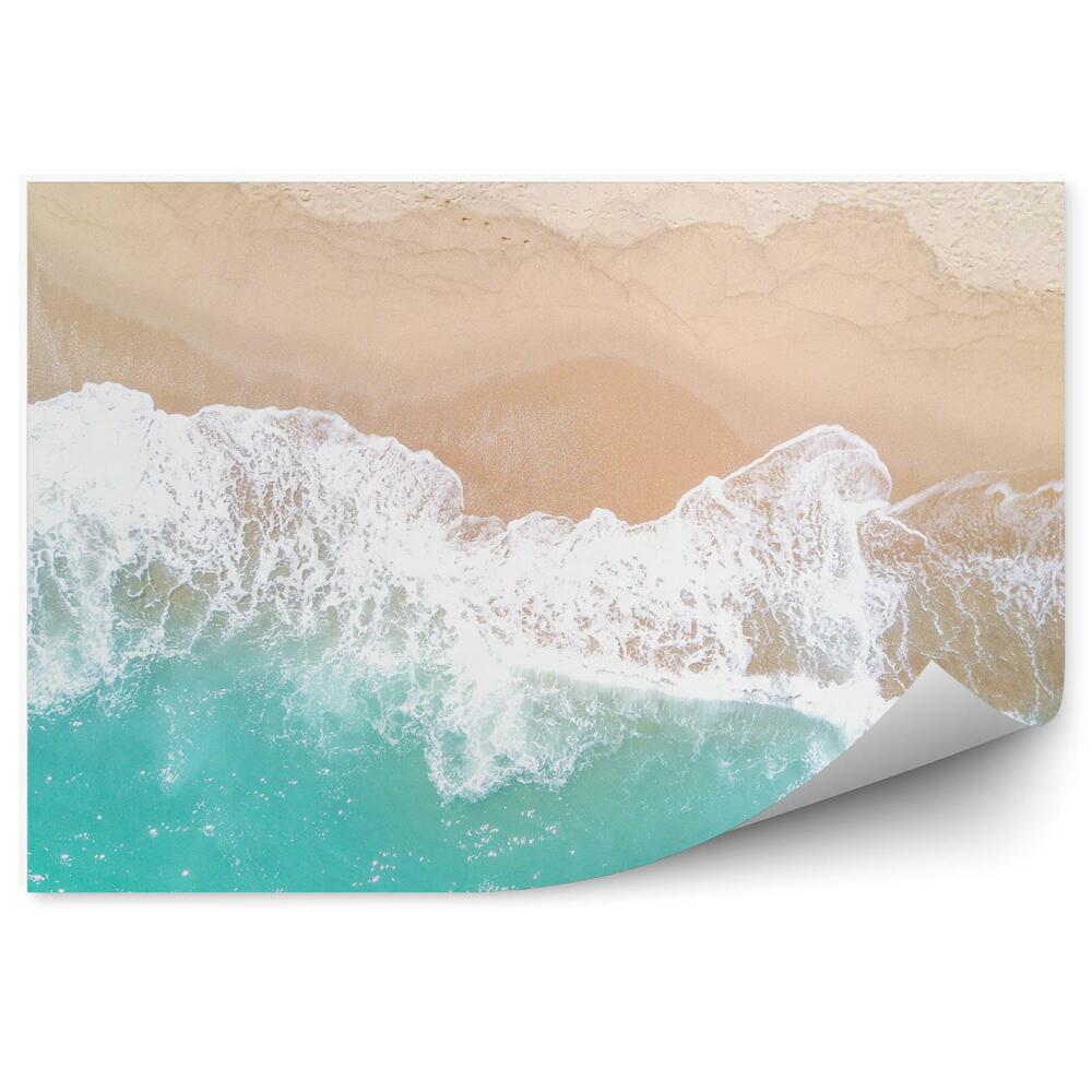 Fototapeta Widok z lotu ptaka piaszczysta plaża ocean fale