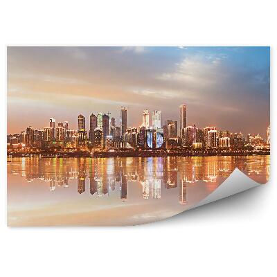 Okleina ścienna Chongqing metropolia światła woda odbicie chiny