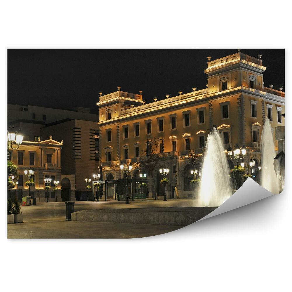 Okleina na ścianę plac Kotzia Ateny nocą fontanna