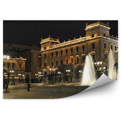Okleina na ścianę plac Kotzia Ateny nocą fontanna
