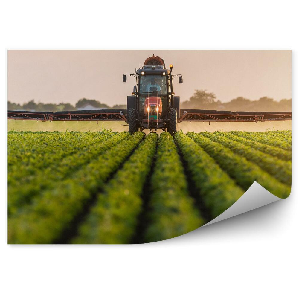 Fototapeta na ścianę Traktor nawożenie soi na polu