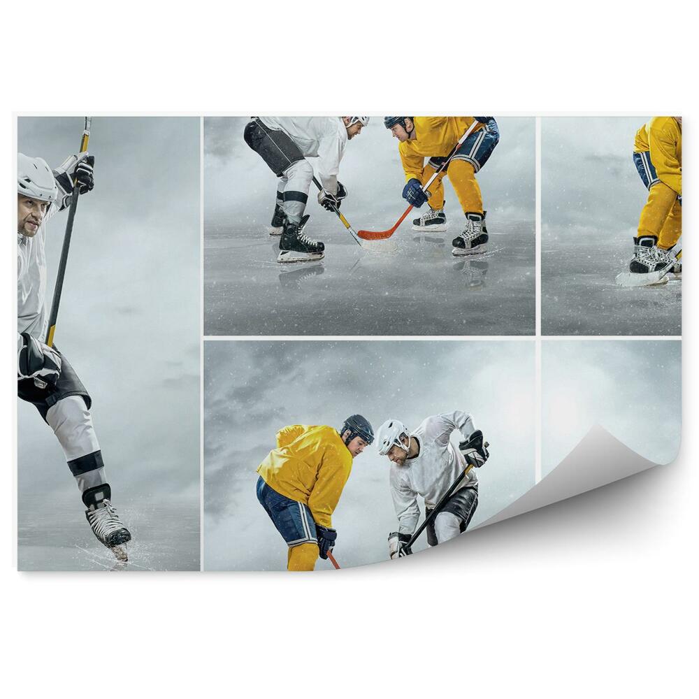 Fototapeta samoprzylepna Kolaż hokej na lodzie zawodnicy