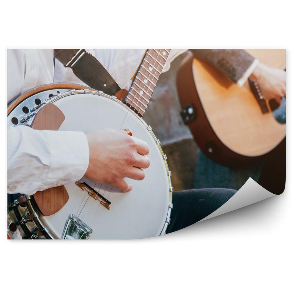 Fototapeta Muzyk banjo gitara schody miasto