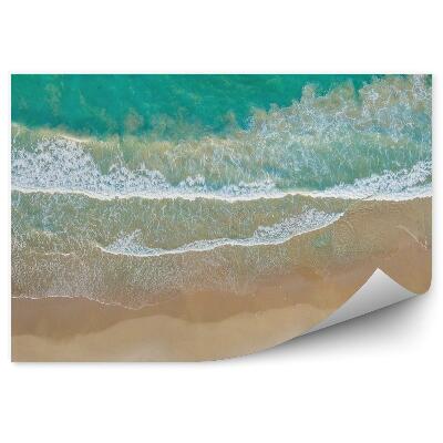 Fototapeta Widok z lotu ptaka piaszczysta plaża ocean fale