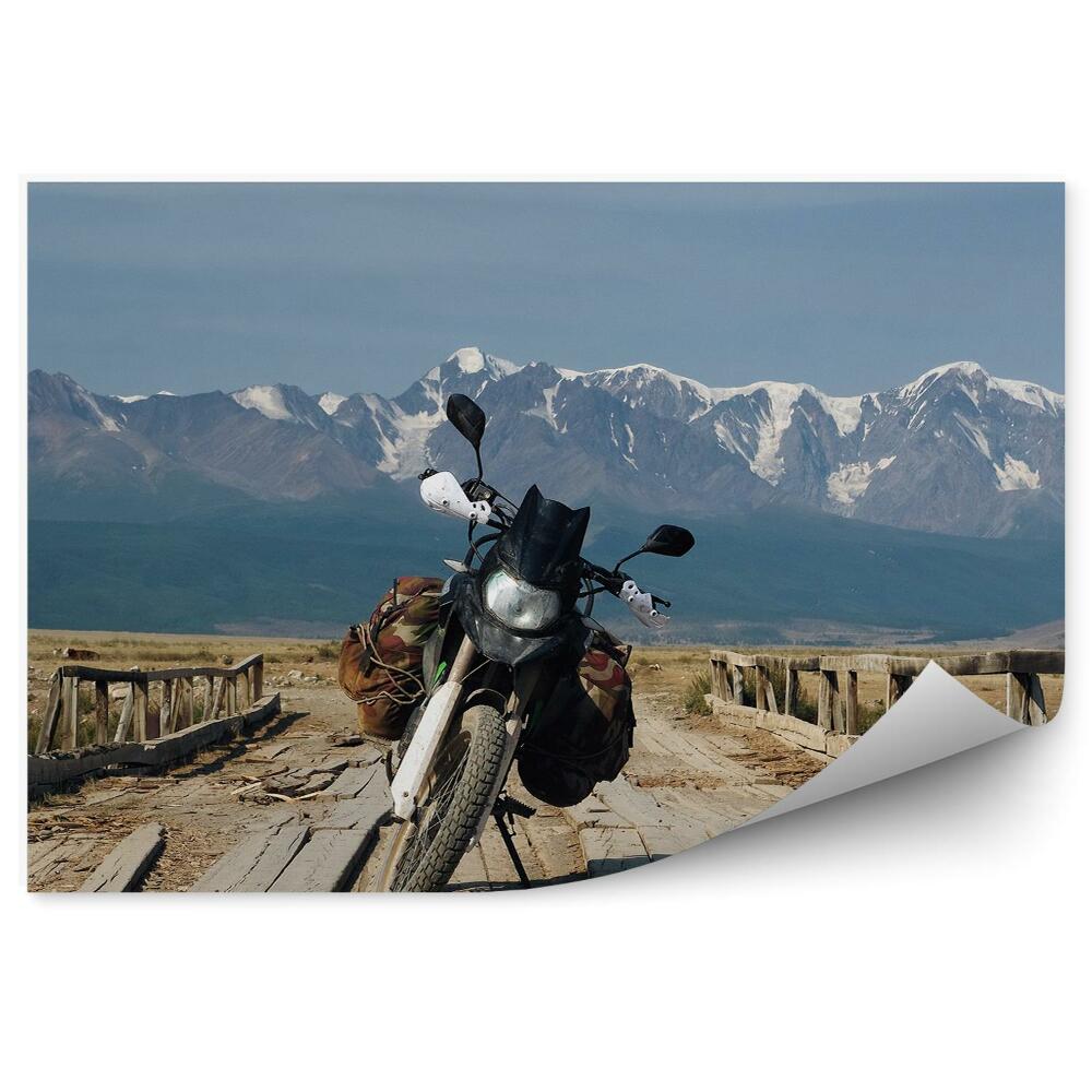 Fototapeta na ścianę Motocykl zaparkowany na górskiej drodze