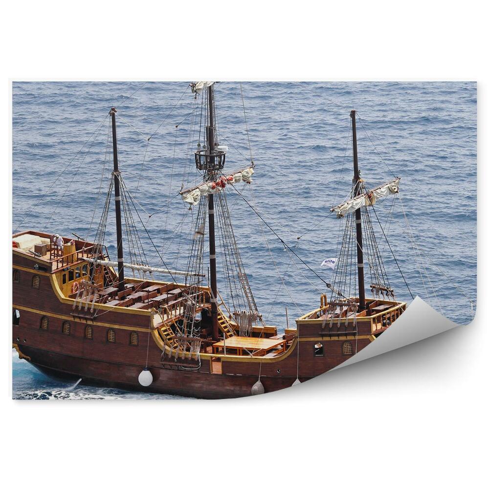 Okleina na ścianę Statek drewniany okręt morze