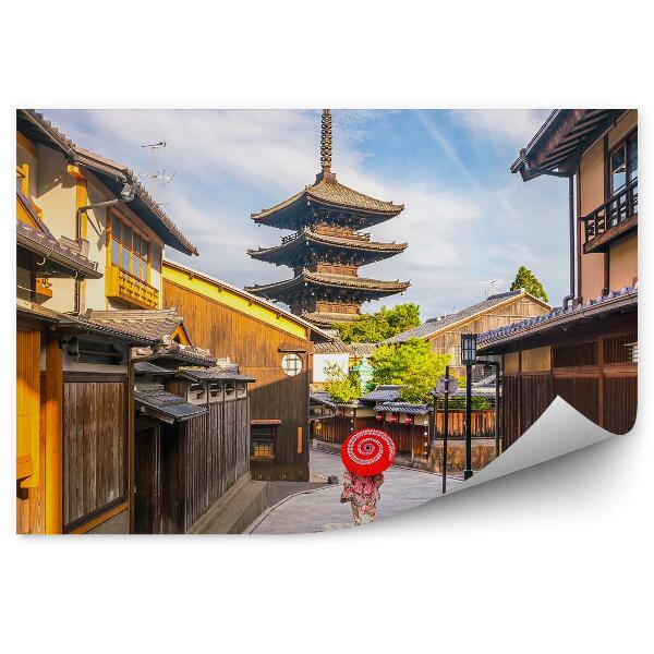 Fototapeta Yukata parasolka japonia architektura budynki