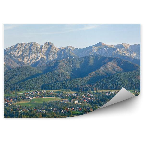 Okleina na ścianę Widok na tatry góry drzewa natura domy