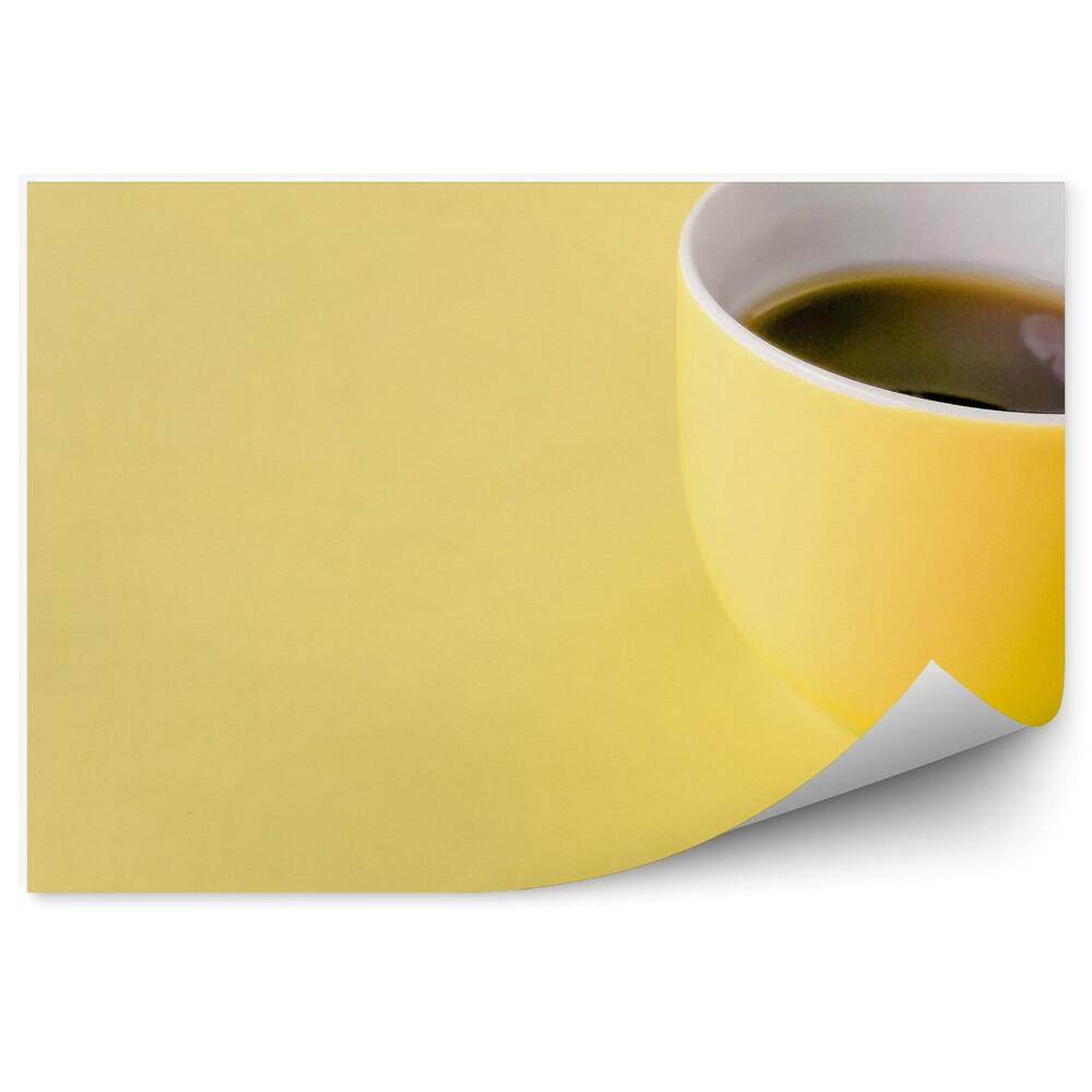 Fototapeta Żółty kubek kawy żółte tło czarna kawa