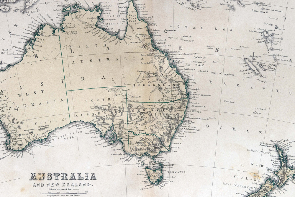 Fototapeta na ścianę Australia i nowa zelandia mapa 1870
