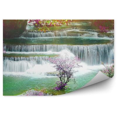 Okleina ścienna Kamienie wodospad rośliny kolory