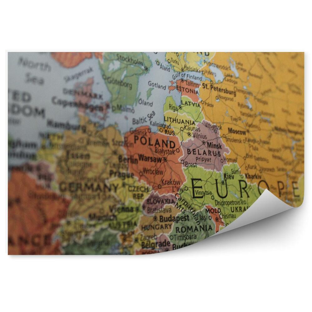 Fototapeta na ścianę Państwa europa nazwy stolice mapa