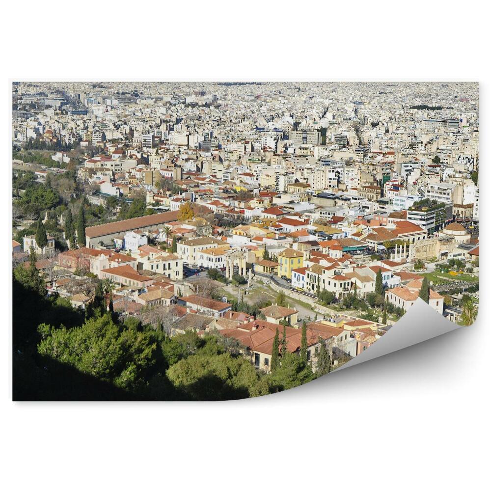 Okleina na ścianę panorama miasta Ateny Grecja budynki góry