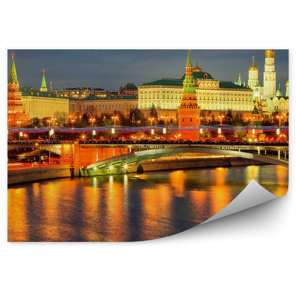 Okleina ścienna Nocny widok Kreml rzeka światła budynki