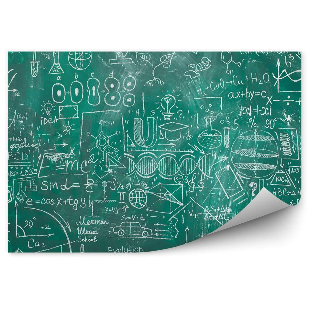Fototapeta samoprzylepna Tablica szkolna matematyka wzory chemia fizyka