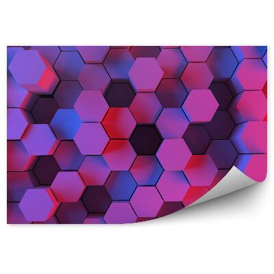 Okleina ścienna 3d wzór kolorowe różowe niebieskie sześciany wypukłe