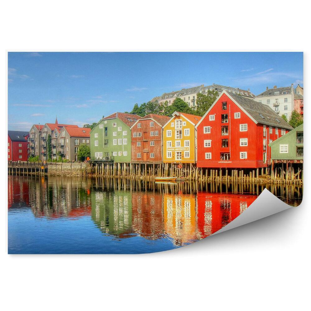 Fotopeta Norwegia domy na wodzie kolorowe miasteczko