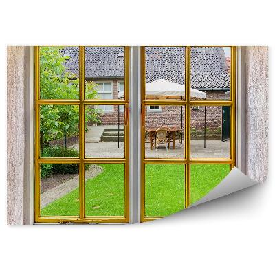 Fototapeta na ścianę Ogródek przy domu za oknem