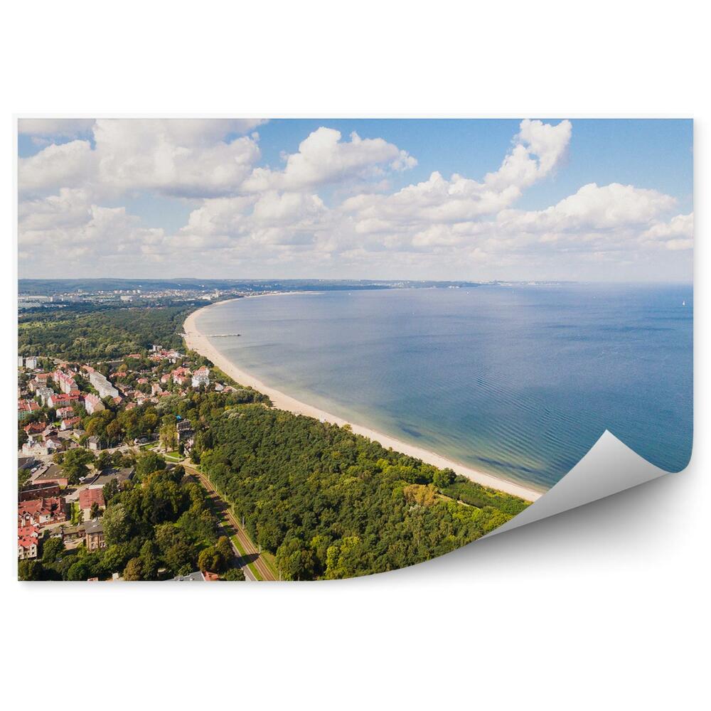 Okleina na ścianę plaża budynki natura niebo chmury morze Bałtyckie Gdańsk widok z lotu ptaka